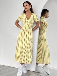 Unity Vestido maxi casual de mujer con cintura ceñida y estampado floral ditsy - Multicolor 5 - Ver 6
