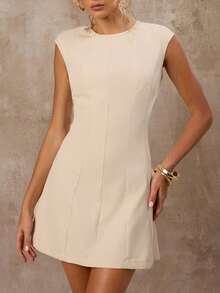 SHEIN Forever 21 Spring&Summer Women Romantic/Prom/Formal/Birthday/90s Clothes/Business Casual Woman/Elegant/Western Wear/Going Out/Fashion/Casual/Y2k Clothes/Club/Office /Cocktail/Vintage/Bodycon/Rave Outfits Festival/Funny/Classy/Old Money/Streetwear/Vacation Outfits/Country Concert Outfit/Work Clothes /Modest/Spring Break/Bachelorette Outfits/Concert/Baddie/Basic/Graduation/A Line/Short/Black Mini Dress Business Women Attire - Apricot - View 8