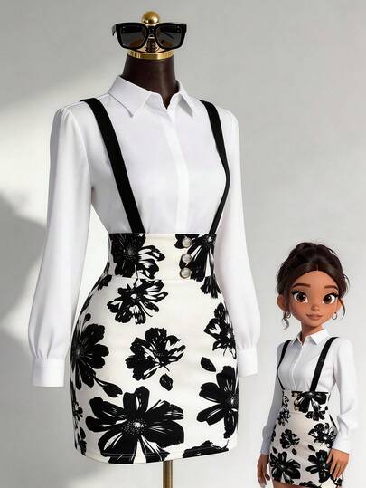 Endroma 吊带腰身修身半身裙，饰有纽扣，优雅浪漫，精致干练的女士铅笔裙，适合工作、通勤和休闲外出穿着。