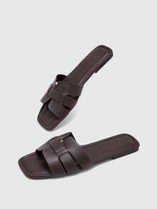 CUCCOO BIZCHIC Giày nữ cổ điển tối giản, dép xăng đan đế bằng thời trang, thích hợp đi nghỉ mát, đi chơi, thanh lịch và thoải mái. - Cà phê nâu - Xem 2