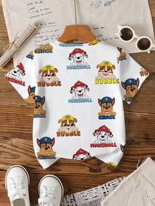 SHEIN | PAW Patrol 男童卡通印花短袖T恤，多件装 - 彩色 - 查看 9