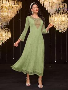 Al Najma Đầm maxi Thổ Nhĩ Kỳ dành cho nữ và áo abaya truyền thống Ả Rập. - màu xanh lá - Xem 6