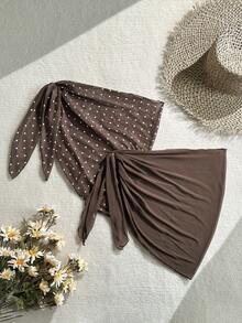 Swim Oasis 2pcs Women Pleated Casual Beach Cover Up & Mini Skirt Set - Multicolor - View 3