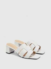 CUCCOO BIZCHIC Ladies Modern Style Workplace Commuter Summer White Faux Leather Sandals Summer Shoes - White - View 2