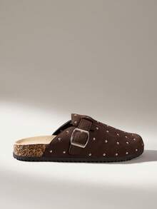 Solecia CUCCOO Women Casual Versatile Plush Round Toe Fluffy Flat Slippers For Christmas - Coffee Brown - View 1