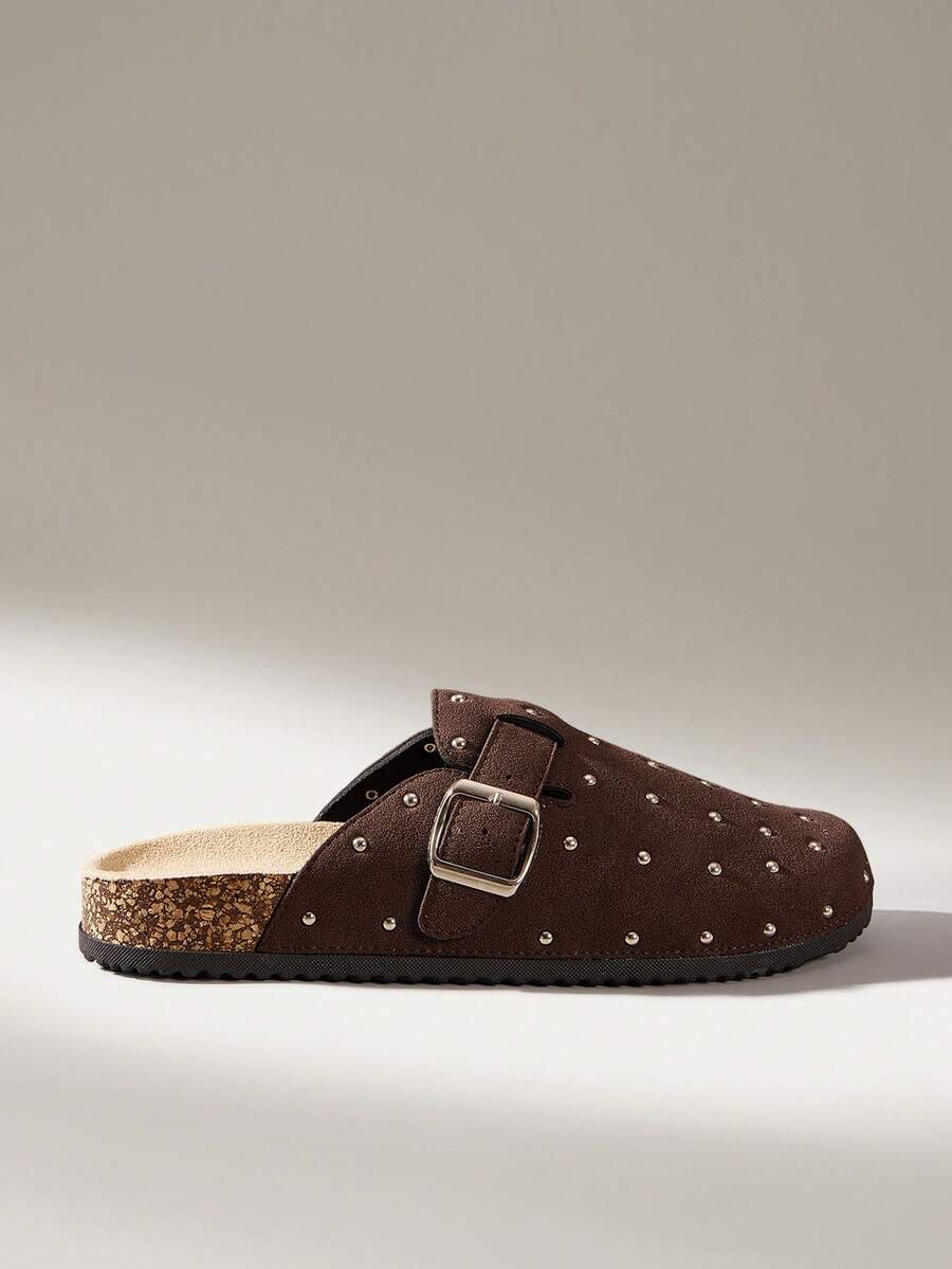 Solecia CUCCOO Women Casual Versatile Plush Round Toe Fluffy Flat Slippers For Christmas - Coffee Brown - View 1