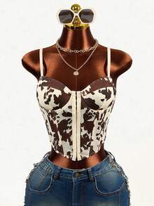 Mistrie 2026 Spring/Summer Leopard Print Button Strap Tank Top For Women - Apricot - View 5