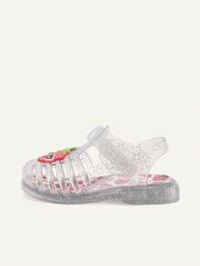 Cozy Pixies Fashionable Versatile Cute Fun Strawberry Princess Transparent Color Soft Comfortable Beach Crystal Plaid Pastoral Soft Bottom Flat Baby Sandals - Clear - View 7