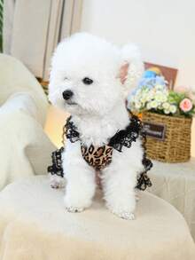 PETSIN 1pc Pet Fashion Leopard Pattern Puff Skirt Lace Ruffle Princess Style Strap Skirt, Cat And Dog Universal Clothes - leopard print - View 9