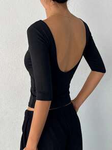 DAZY Women's Backless Camisole - Black - View 2
