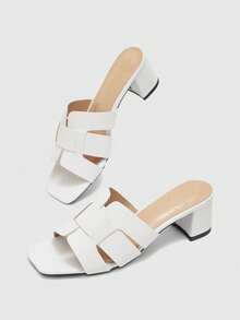 CUCCOO BIZCHIC Ladies Modern Style Workplace Commuter Summer White Faux Leather Sandals Summer Shoes - White - View 4