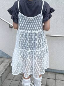 FRIFUL 女士格子吊带蝴蝶结拼接休闲背心，秋夏季 - 白色 - 查看 4