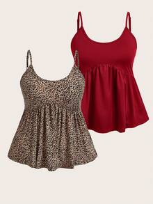 SHEIN EZwear 大码女式褶皱休闲百搭日常吊带背心 - 彩色 - 查看 1