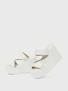 Sugerpunk Women's Fashion Platform Wedge Sandals, Summer - White - View 5