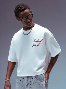 STYNVO 男士字母刺绣圆领休闲宽松短袖T恤 - 白色 - 查看 2