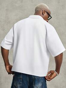 PAVTROS Men's Casual Blue & White Printed Shirt, Versatile For Spring/Summer Daily Wear - White - View 2