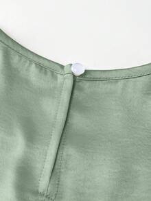 SHEIN Franclia Women's Elegant Satin Double-Layer Frill Trim Sleeveless Tank Top, Suitable For Spring/Summer Outings And Dates - Green - View 5