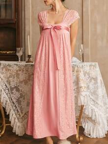 Côtesoire Elegant Lace Slip Dress For Women, Southern France Style - Dusty Pink - View 4