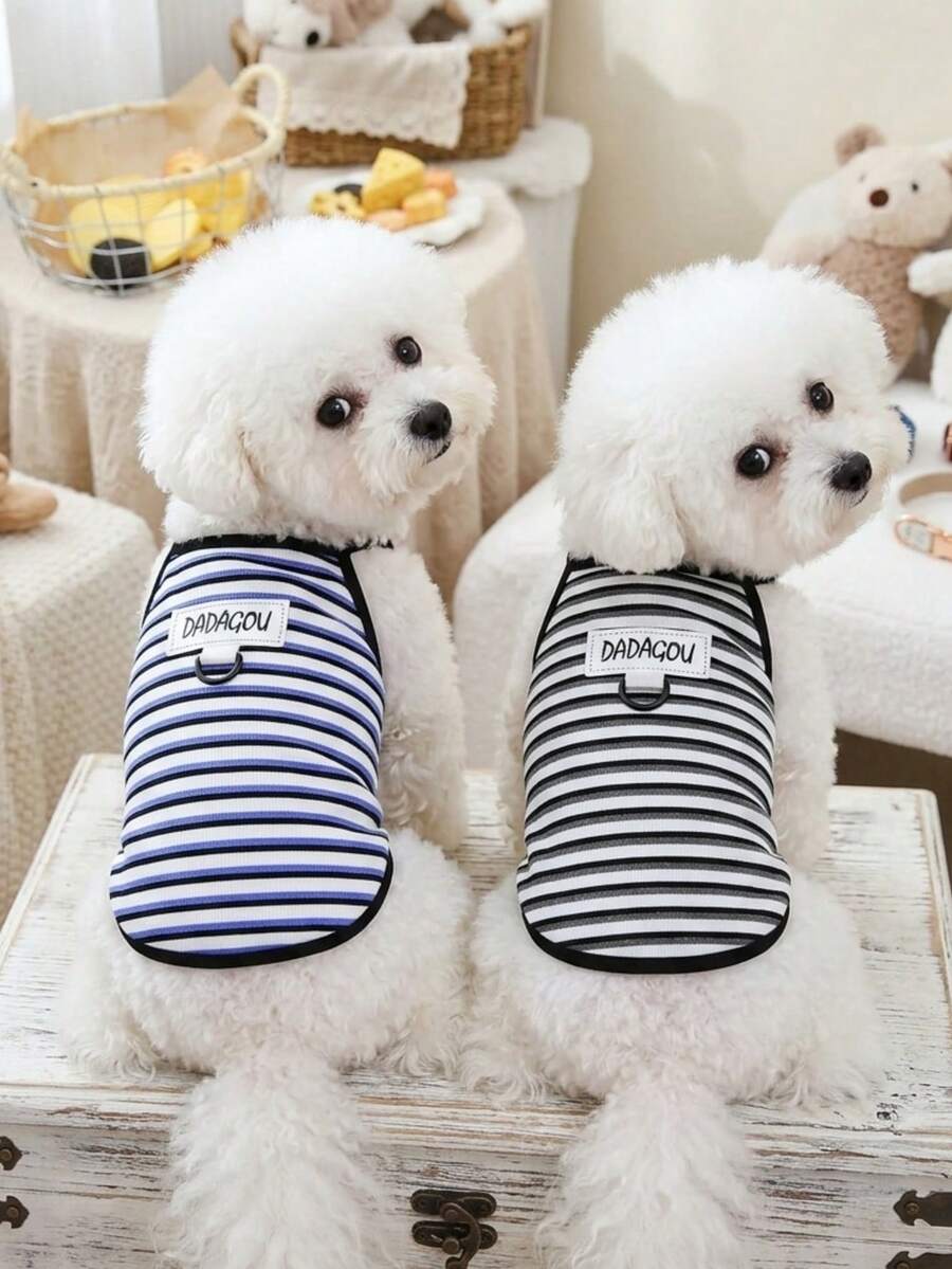 PETSIN 宠物春季新款狗狗服装 动物用品 宠物服装 狗狗背心 猫咪T恤 泰迪熊套装 小型动物服装 休闲酷炫背心 狗狗服装 猫咪服装 春夏两季新款背心 - 彩色 - 查看 1