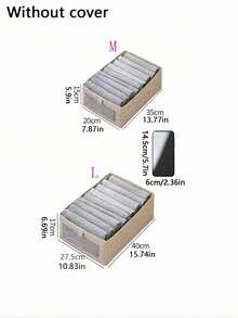 1 pieza de bolsa de almacenamiento plegable para ropa y mantas, caja de almacenamiento con ventana transparente y asa, cesta de almacenamiento de lino plegable reforzada, la tela se puede colocar en el estante de almacenamiento del armario, caja de almacenamiento de ropa grande para el dormitorio, armario - Beis - Ver 2