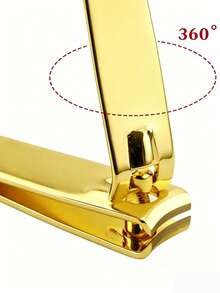 1 Set Of Fashionable Golden Nail Clippers, Suitable For Trimming Fingernails And Toenails, As Well As An Accessory For Manicures. Easy To Clean, Portable, Can Rotate 360 Degrees Without Falling Off, Anti-Corrosion And Anti-Rust - Gold - View 5