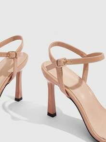 CUCCOO SZL 女士可调节简约酒红色高跟凉鞋，适合日常休闲穿着，春季鞋履，春假复活节舞会高跟鞋 - 杏色 - 查看 3