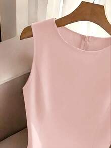 French Elegant Sleeveless Dress, Red Bow Decor Sleeveless Mini Dress, Suitable For Daily Outing, Date, Holiday - Pink - View 6