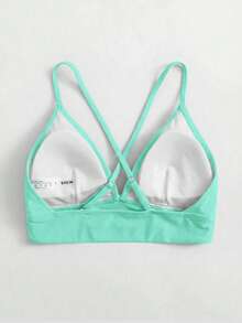 Swim Basics Top de bikini de tirantes finos y espalda descubierta para el verano - verde menta - Ver 2