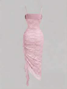 MOD Vestido de mujer con estampado de mariposa vintage con teñido anudado, volantes fruncidos y bajo asimétrico, ideal para el Día de San Valentín, carnaval, cóctel, cena, baile de gra - Rosa Pálido - Ver 10
