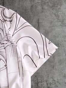 AXEPEAK Camisa casual de verano con botones delanteros y estampado de manga corta para hombre - Multicolor - Ver 4