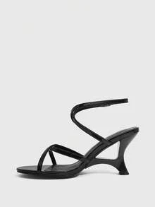 CUCCOO SZL Women's Ankle Strap Sandals For Christmas Summer Shoes - Black - View 4