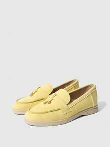 Sleekvia Zapatos planos cómodos tipo mocasín de mujer color negro para Navidad - Amarillo - Ver 10