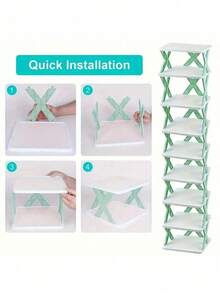 1PC 9 Tier Space Saving Vertical Shoe Rack Narrow Plastic Shoe Storage Organizer Holds 9 Pairs Of Shoes Easy Assembly Stackable Sturdy Freestanding For Entryway Closet Hallway Bathroom Dorm Home Organization Shoe Shelf - Multicolor - View 5