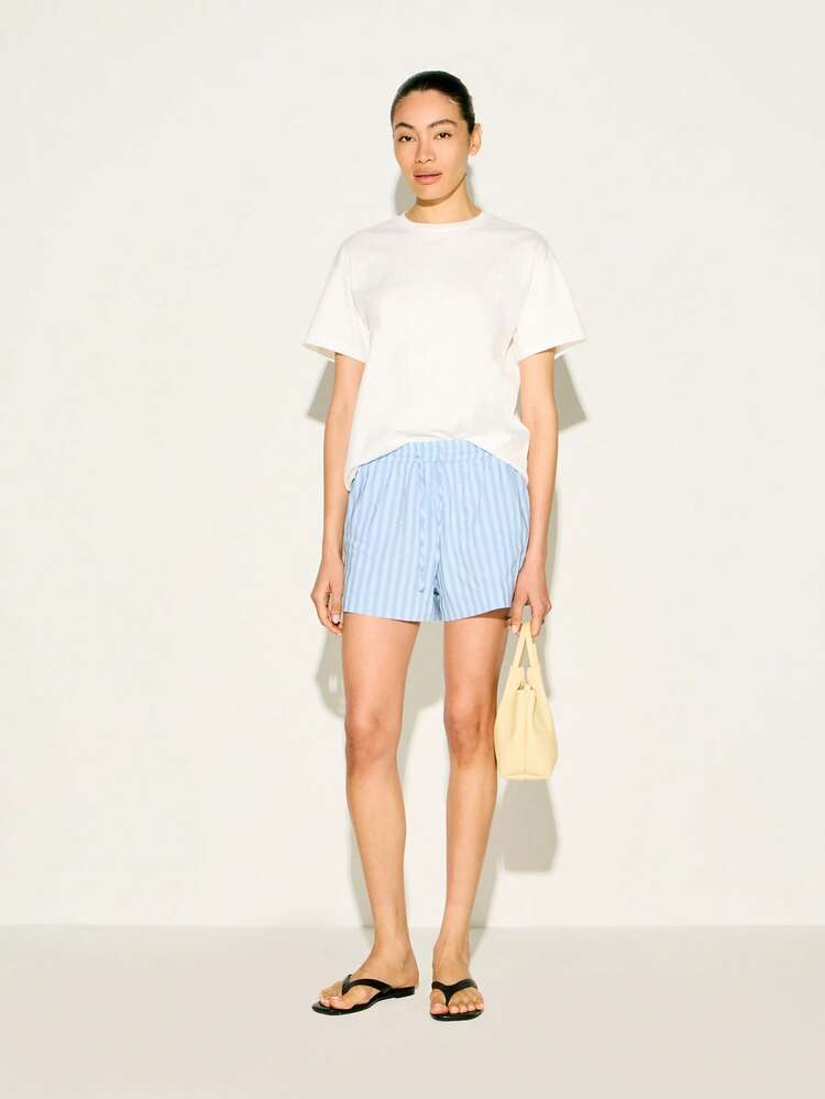 KSTM Womens High Rise Striped Elastic Waist Regular Fit Casual Summer Shorts With Relaxed Loose Silhouette Perfect For Beach Vacation