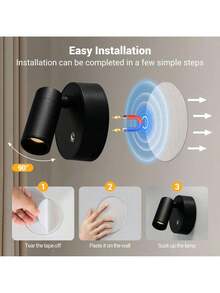 1pc LED Rechargeable Wall Light, Magnetic Spotlight, Painting Light, Nightlight, Bedside Reading Lamp, Eye-Caring Bedroom Night Light, Dimmable, Wireless No Drilling, 360° Rotatable Touch Control, Rechargeable Battery - إضافة متعدد الألوان - مشاهدة 4