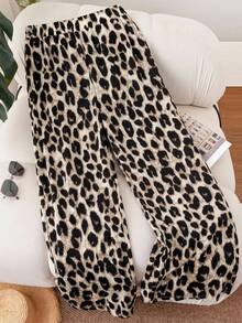SHEIN Frenchy Plus Size Women Loose Casual Vintage Leopard Print Pants, Suitable For Spring/Summer, Vacation, Music Festival - Multicolor - View 2