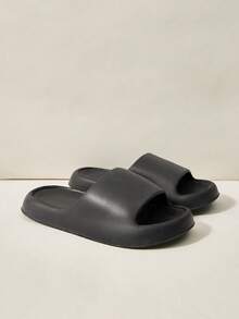 Cuccoo 女士黑色露趾平底平跟凉鞋，简约休闲EVA橡胶塑料材质，拖鞋，家居浴室泳池凉鞋 - 黑色 - 查看 3