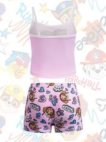 SHEIN | PAW Patrol 2件套女童内衣套装，吊带背心和三角裤，舒适夏季畅销款 - 粉色 - 查看 2