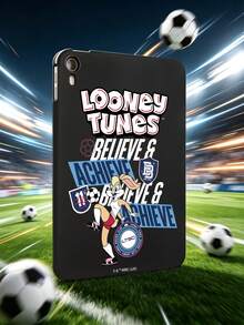 LOONEY TUNES X SHEIN 1 Stück Looney Tunes Lola Bunny Football iPad Hülle, schwarze weiche stoßfeste TPU Tablet Abdeckung, im Retro-Amerikanischen Sportstil, süßes Cartoon Glaube & Erreiche Muster, perfekt als Geburtstags- oder Abschlussgeschenk, für täglichen Studiengebrauch von Anime-Fans, kompatibel mit iPad Hüllen, Handyzubehör, schnelle Lieferung - Schwarz - Übersicht 2