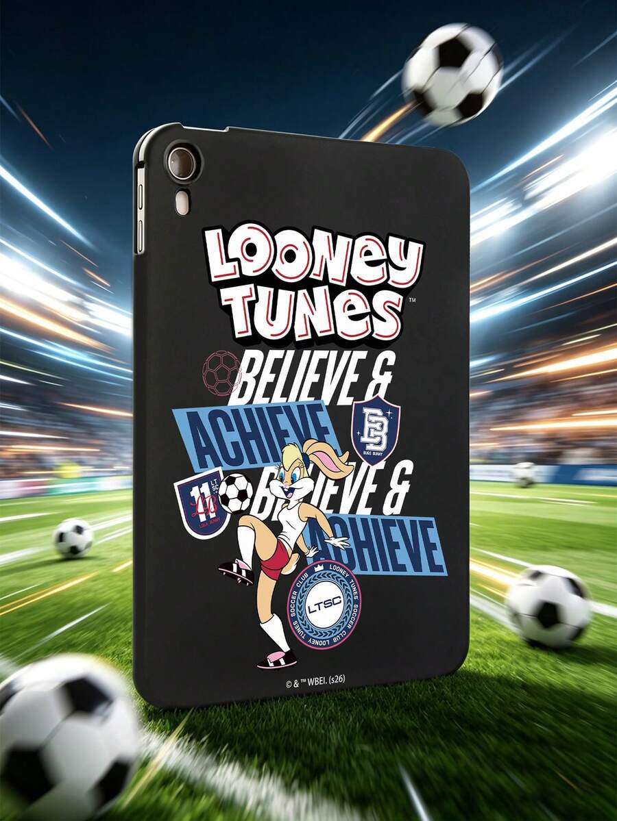 LOONEY TUNES X SHEIN 1 chiếc ốp lưng iPad hình thỏ Lola của Looney Tunes, màu đen, chất liệu TPU mềm, chống sốc, phong cách thể thao Mỹ cổ điển, họa tiết hoạt hình dễ thương "Tin tưởng và Thành công", hoàn hảo làm quà tặng sinh nhật, tốt nghiệp, sử dụng hàng ngày cho học sinh, người hâm mộ anime, tương thích với các loại ốp lưng iPad và phụ kiện điện thoại, giao hàng nhanh. - màu đen - Xem 1