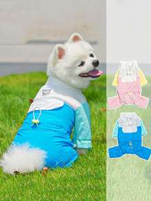 PETSIN 1 bộ áo liền quần bốn chân nhẹ, chống gió, thích hợp cho chó, mèo, chó Bichon và các giống chó nhỏ, thích hợp cho mùa xuân hè. - Nhiều màu - Xem 5