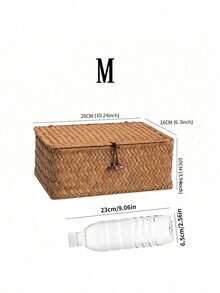 1pc Covered Woven Basket, Willow Storage Box, Rectangular Storage Box, Toy Storage Box, Suitable For Decorating Rooms, Halls, Kitchens, Bathrooms, Bedrooms With Beautiful Appearance - Brown - View 12
