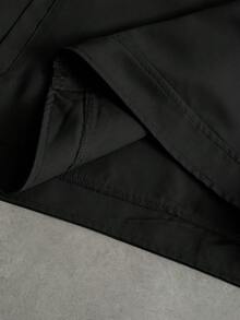 Manfinity Homme Men's Casual Everyday Zip-Up Collar Jacket Back-To-School Graduation Black Autumn - Black - View 4
