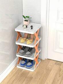 1PC 9 Tier Space Saving Vertical Shoe Rack Narrow Plastic Shoe Storage Organizer Holds 9 Pairs Of Shoes Easy Assembly Stackable Sturdy Freestanding For Entryway Closet Hallway Bathroom Dorm Home Organization Shoe Shelf - Multicolor - View 4