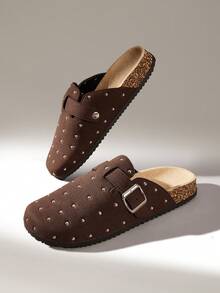 Solecia CUCCOO Women Casual Versatile Plush Round Toe Fluffy Flat Slippers For Christmas - Coffee Brown - View 6