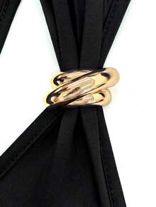 GlowEve CURVE Áo liền thân cỡ lớn thanh lịch ôm sát với khóa kim loại trang trí - màu đen - Xem 4