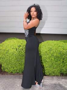 Steph T 女性荷葉邊高開叉裙 - 黑色 - 查看 5