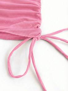 Swim Vcay 女士可拆卸吊带纯色褶皱背心式泳衣套装 - 粉色 - 查看 3