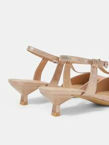 CUCCOO HITCHD Pointed Rhinestones Kitten Heel Shoes Ladies Elegant Wedding High Heels - Champagne - View 11