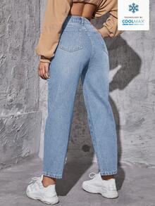 Jeans de cintura alta estilo mom fit - Lavado ligero 2 - Ver 7